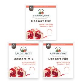 A Blend Above White Chocolate Raspberry Swirl No-Bake Dessert Mix, 3 Pack, No-Bake Cheesecake, Fruit Dip, Dessert Mix, Bagel Topping, Frosting, Cheesecake Filling, Quick and Easy to Make, Makes 16 Ounces, Cream Cheese, Whipped Topping, Gluten-Free, No MSG, No Sodium, No preservatives, Vegan, All Natural