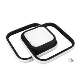 LED Ceiling Light 24W Modern Rectangle 3000K Aluminium Flush Mount Light Fixture Warm Lighting 110‑265V for Bedroom Kitchen Living Room Black