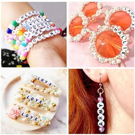 Luabue 2080PCS White Letter Beads for Friendship Bracelet Making Kit Alphabet Beads Kit for Jewelry Making, A-Z 7mm Acrylic Bracelet Bead in 26 Grid Box with Clear String for Girls Gifts (White)