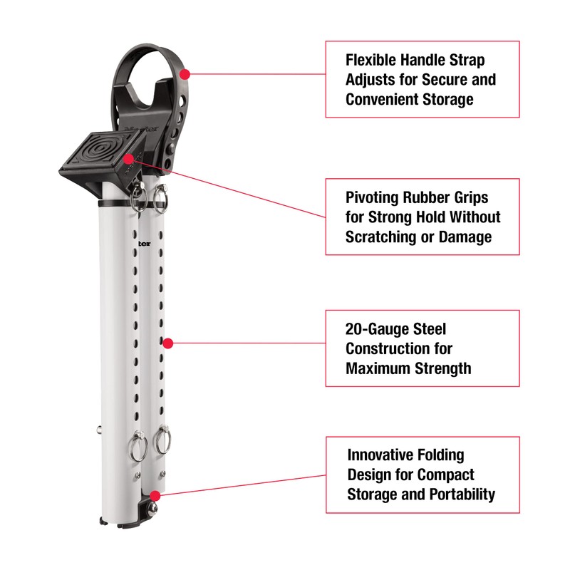 Master Lock White Compact Door Stopper Folding Security Bar, Adjustable