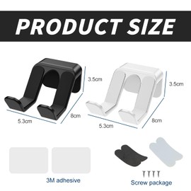 fuxunamz Headset Mount Holder, Headphone Holder Wall Mount, Universal Headphone Holder Headset Stand for Desk, Underdesk, Wall, Gamepad Headset Holder (Black + White)