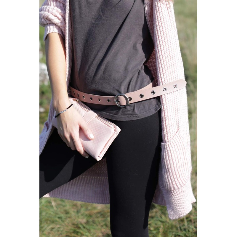 styleBREAKER 03010103 Women's Leather Belt with Rivets and Shiny Surface,