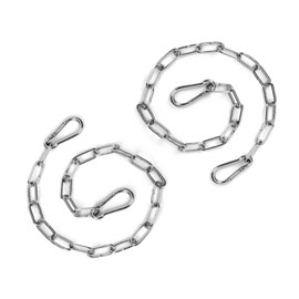 2PCS Stainless Steel Gate Chain Lock - 24 Inch Chain Link with Double-Ended Carabiners for Outdoor Fence and Metal Gates - Secure Gate Latches and Locks for Cow, Horse, Dog, Pet Cages