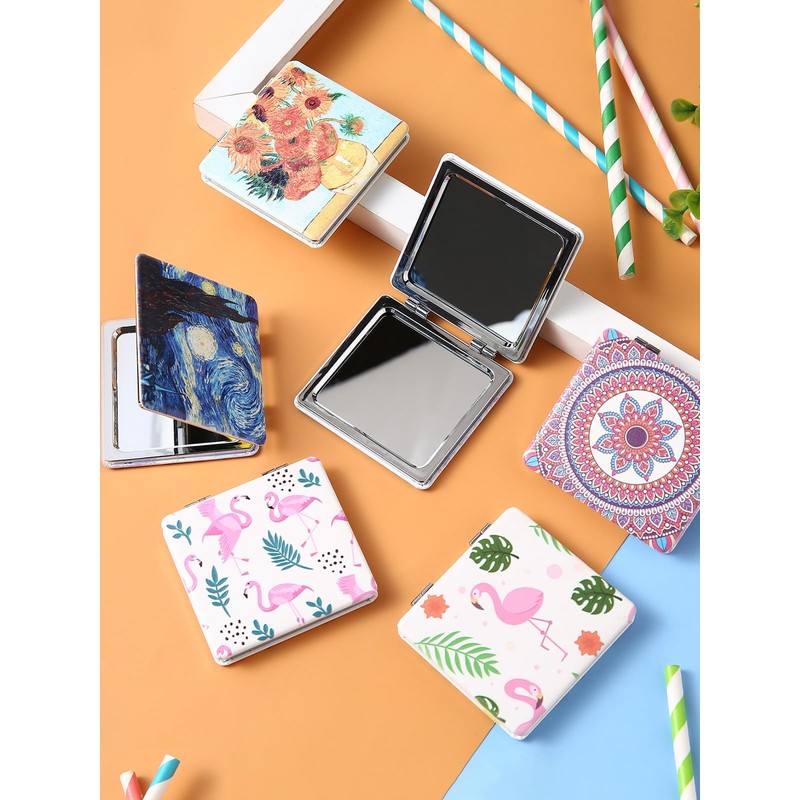 OMIRO 1X/3X Magnifying Mirror, Unique Painting Compact Mirror with Classical