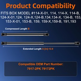 Euplokeer Qty (2) 7917-2PK Weatherguard Tool Box Parts Accessories, 12IN 79172pk Gas Shock Strut Lift Support for Weather Guard Gull Wing Aluminum Box - Fits Model# 114, 114-X, 124, 134, 153, 159.