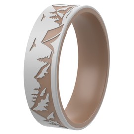 ThunderFit Laser Engraved Silicone Rings for Men - Flexible & Comfortable Rubber Wedding Band - Durable Engagement Ring for Him - Safe for Work, Gym, or Everyday Wear