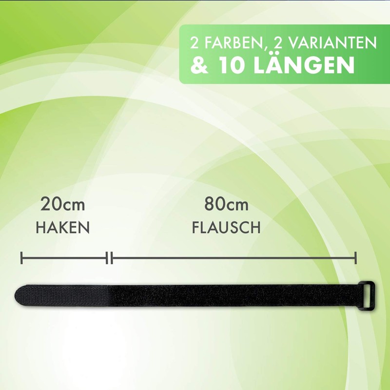 FrogJim Black Velcro Cable Ties with Buckle, Re-Usable Velcro Strap,