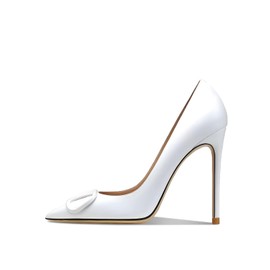 Qunvngutui Women's Pointed Toe Shallow Mouth Sexy Square Buckle Rhinestones 10cm Stiletto Heels Slip-on Wedding Party Banquet Big Size Shoes White V-Buckle US9.5