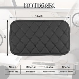HZEL Car Center Console Cover, Leather Waterproof Automobile Armrest Seat Box Cushion Pad, Comfortable Vehicle Interior Protector Accessories, Universal for SUV, Truck, Sedan (Black)
