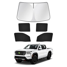 Canvcle Windshield Sun Shade for 2022-2025 2026 Nissan Frontier Accessories Side Rear Window Shade Cover Sun Visor Shield Privacy Cover Keep Vehicle Cool Black 5PCS