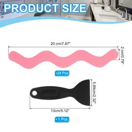 PATIKIL Badewanne Anti-Rutsch Aufkleber 20x2 cm, 24er Pack S-Form Sicherheits Dusche Grund Anti-Rutsch Aufkleber mit Klebepunkten Schaber für Badewanne Dusche Grund Treppe, Pink