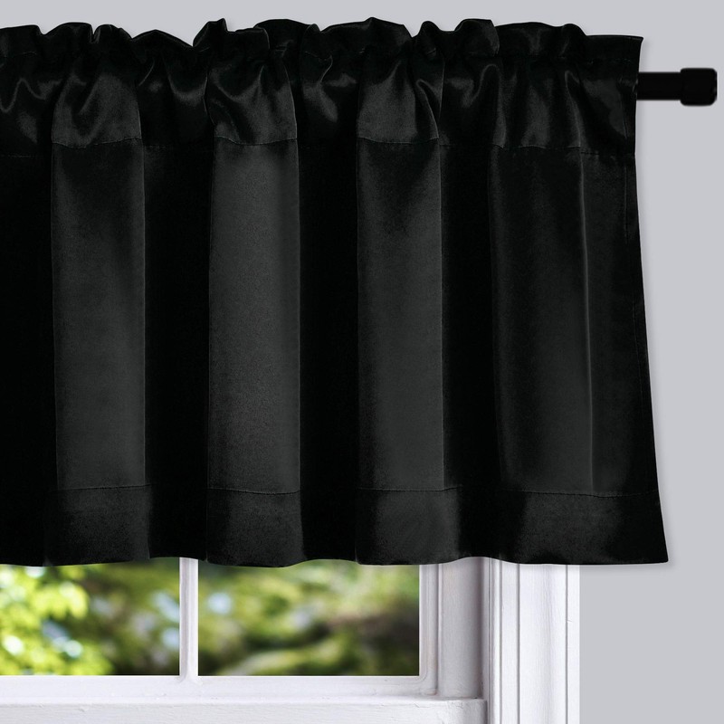 DONREN 12 Inches Long Black Valances for Windows - 2