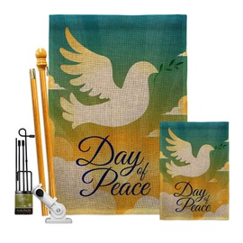 Ornament Collection Day of Peace Burlap Garden House Flag Kit Sweet Life Earth Support Environmental Protection Decoration Banner Small Yard Gift Double-Sided, Made in USA