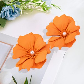Vinzar Bohemian Matte Flower Dangle Earrings Daisy Floral Acrylic Orange Earrings Boho Wedding Jewelry for Women, Large, Plastic, No Gemstone