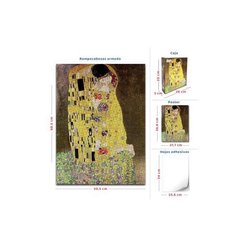 FLINK Rompecabezas Klimt, El Beso, Metalizado