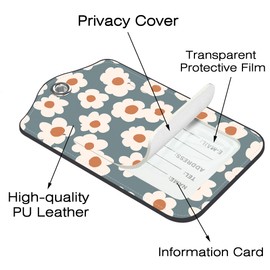 Neidius 2 Pack Luggage Tags for Suitcase,Retro Floral PU Leather Luggage Tags with Privacy Cover Name Address Labels and Steel Ring,Creative Travel Accessories for Men and Women