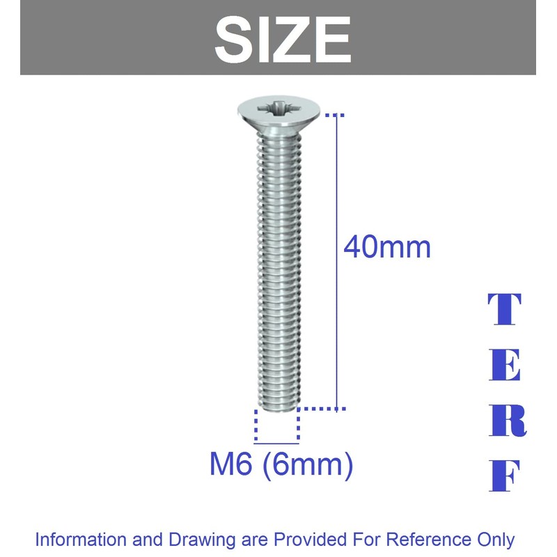 TERF® M6 X 40mm Pozi Countersunk Machine Screw M6 (6mm)