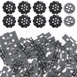 AIMATRIX 160 pcs Technical Parts Tank Large Track Wheels Medium Track Chain Motorcycle Tank Accessories Compatible with Mainstream Building Block Brands（Random Color）