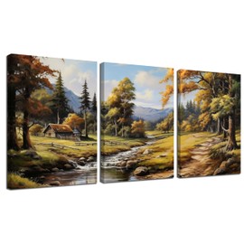 TYTAUPT Natural Landscape Wall Art for Bedroom,Vintage Farmhouse Wall Art Decor,3 Piece Wall Art for Living Room 12 x 16 Inch Each Panel