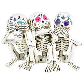 Nemesis Now Three Wise Calaveras Skeleton Figurine 20.3cm, Polyresin, White, One Size