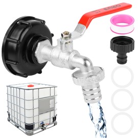 IBC Outlet Tap - IBC Tank Accessories, 1000L Water Tank Tap, Tap for Water Tank (3/4 Inch) with IBC Adapter for Water Tank Tap, Rainwater Tank IBC Tank Accessories