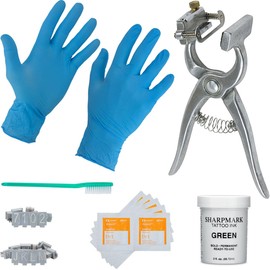 BOCCS Standard Plier Tattoo Kit with 3/8" Digits and Numbers, Nitrile Gloves, Ink and More. For Identification of Sheep, Pigs, Goats, Rabbits, Livestock. Holds 4 Digits