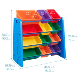 ECR4Kids Tree Storage Organizer with 12 Bins, Kids Furniture, Primary