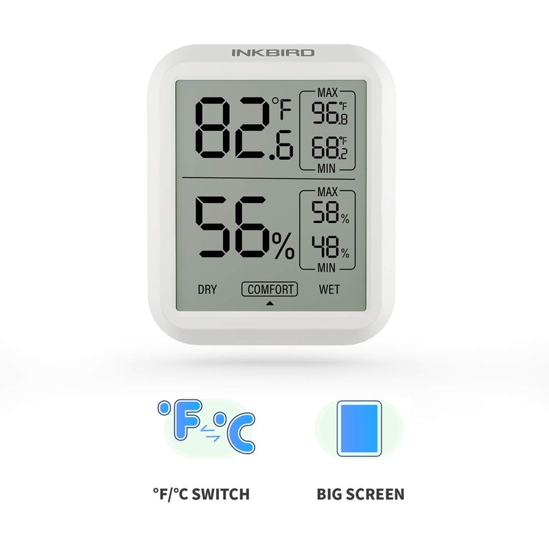 Inkbird Temperature Humidity Monitor Moisture Meters Digital Hygrometer Thermometer ITH20