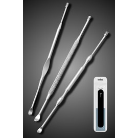 THEN ケース付 耳かき ステンレス 匠 耳掃除 耳垢 ごっそり よく取れる スパイラル スクリュー らせん スプーン みみかき イヤーピック イヤークリーナー 金属製 (ABC 3本セット)