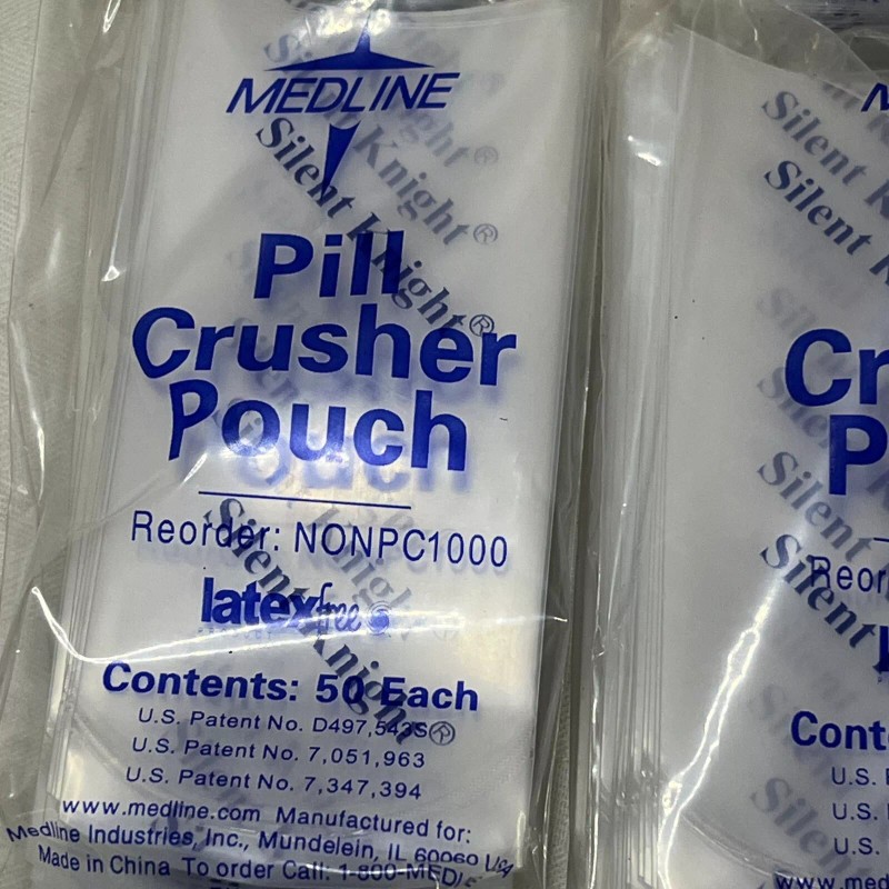 Medline Silent Knight Pill Crusher Pouches *200* 4 packs of