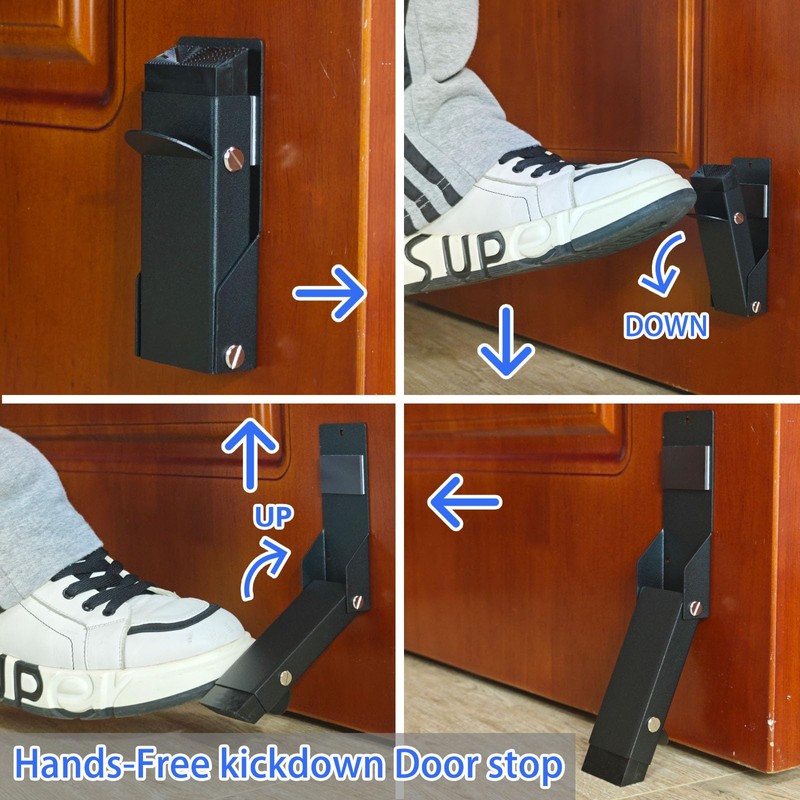 Door Stoppers Adhesive, Kick Down Door Stop Holder Keep Door