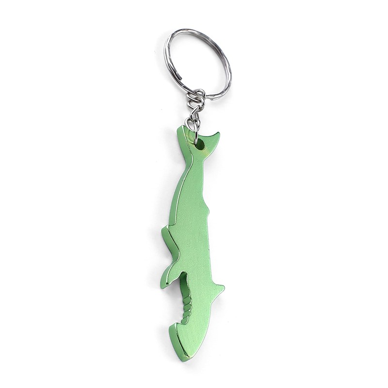 Komonee Shark Green Bottle Opener Key Chain Metal Sea Life