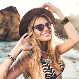 SPUNKYsoul New! Boho Metal Black and Gold Cuff Bangle Bracelets for Women l Collection (Gold & Black)