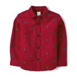 Gymboree,and Toddler Long Sleeve Button Up Shirts,Red Christmas Trees,3T