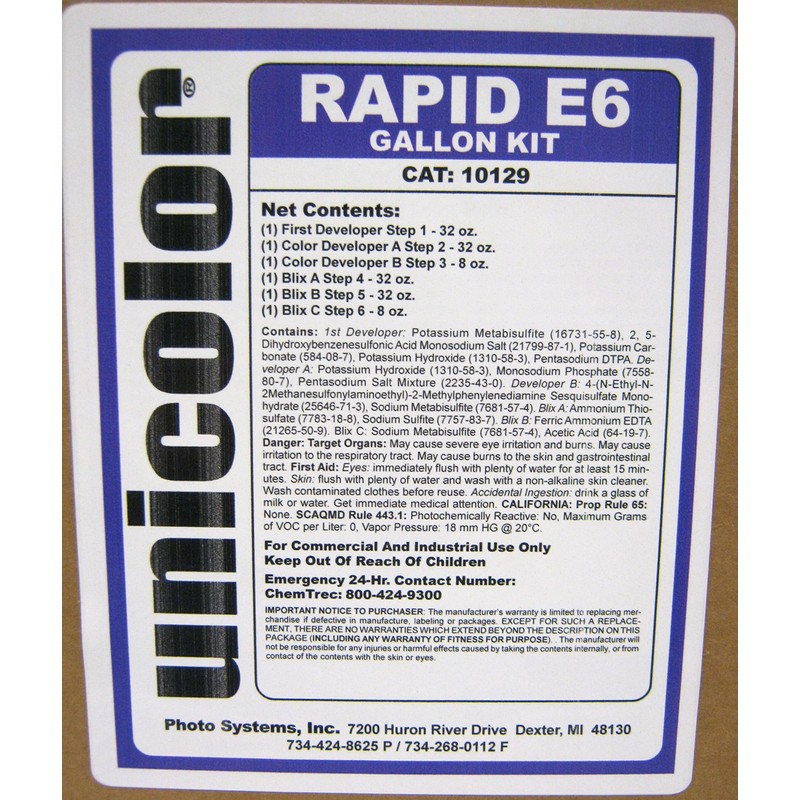 Ultrafine Unicolor E-6 Film Rapid Developing Kit 1 Gallon