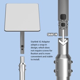 Starlink Pipe Adapter, Designed for Starlink Second-Gen Dish, Mast Reducer Joint 2.0 Inch Pipe Adapter, Suitable for TV Mast and Satellite Mast
