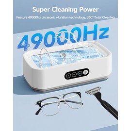 Smart Ultrasonic Jewelry Cleaner - Powerful Portable Ultrasonic Cleaner for Glasses, Rings, Watches, Dentures, high Capacity 650ml Stainless Steel Tank ultrasonic Retainer Cleaner (White)