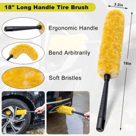 YJUSMAK 29Pcs Car Detailing Kit - Car Detailing Brush Set with 18" Wheel Rim Brush, Car Detailing Kit for Cars, Trucks, SUVs, Jeeps, Yellow