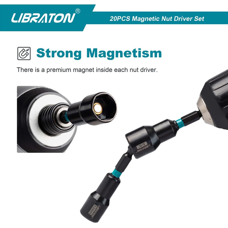 LIBRATON Impact Socket Set, 20-Piece Set, Impact Driver, Electric Drill