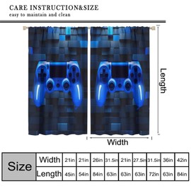 ShiTingYu Gaming Boys Curtains, Video Game Kids Window Drapes Blue Game Controller Cool Window Treatment for Boys Bedroom Living Room Playroom Gamer Drapes 42x45 Inch, 2 Panel Set
