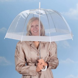 Miles Kimball Clear Dome Umbrella, Durable Wind-Resistant Umbrella with Sturdy Bubble Design, Dome Canopy 29” Diameter