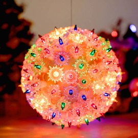 6” Christmas Starlight Sphere Outdoor Clear Lighted Ball Hanging Lights 100 Replaceable Bulbs for Xmas Indoor Party Wedding Home Commercial Decorations, Stackable Plug