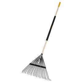 True Temper Steel Tine Leaf Rake with Hardwood/Steel Handle for Lawns, Gardening, and Dethatching, 22 Tines, Black
