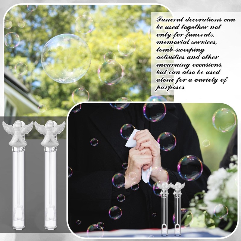Simgoing 40 Pcs Funeral Bubble Wands with Thank You Tags,Angel