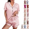 WJing Yi Jia Womens Silk Satin Pajamas Loungewear Two-Piece Sleepwear