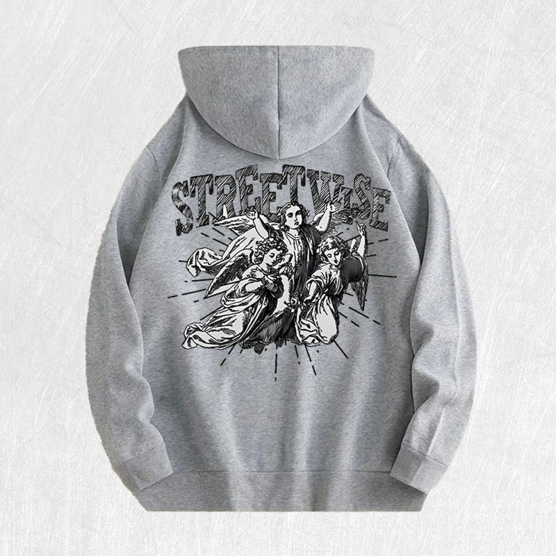 Streetwise Angel Graphic Hoodie 100% Cotton US Warehouse 6 ColorsColor: