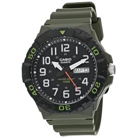 Casio MRW200H Series | Men's Analog Watch | Green | Sporty Design | 100 Meter Water Resistance | Date Display | Rotary Bezel | Regular Time Keeping (HR, Min, SEC, PM, Date, Day) | 3 Year Battery