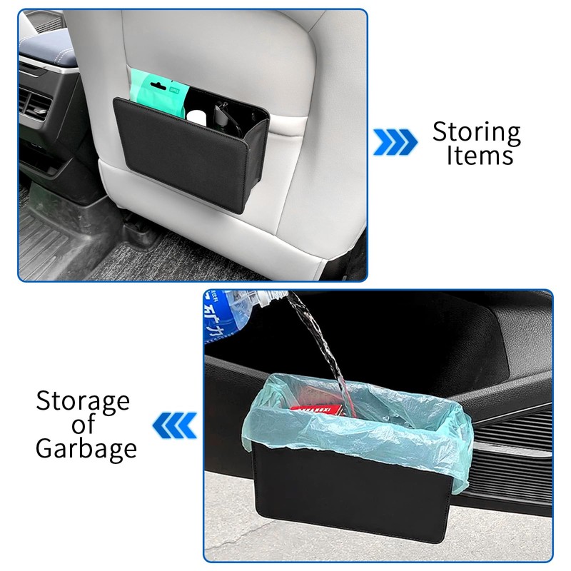 HUWANDE Car Trash Can,Multi-Function Garbage Can,Small Car Door Organizer,Leather Car