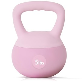 SogesHome Soft Kettlebells with Iron Sand Fill, Wide-Grip Handle, Shock-Proof Design - Ideal for Strength Training - Fitness Kettlebells for Home Gym, Men, Women, Children(5LBS, Pink)