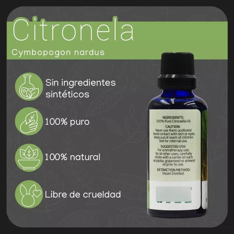 Nate Organic Aceite Esencial Citronela 100% Puro 50 Ml Nate